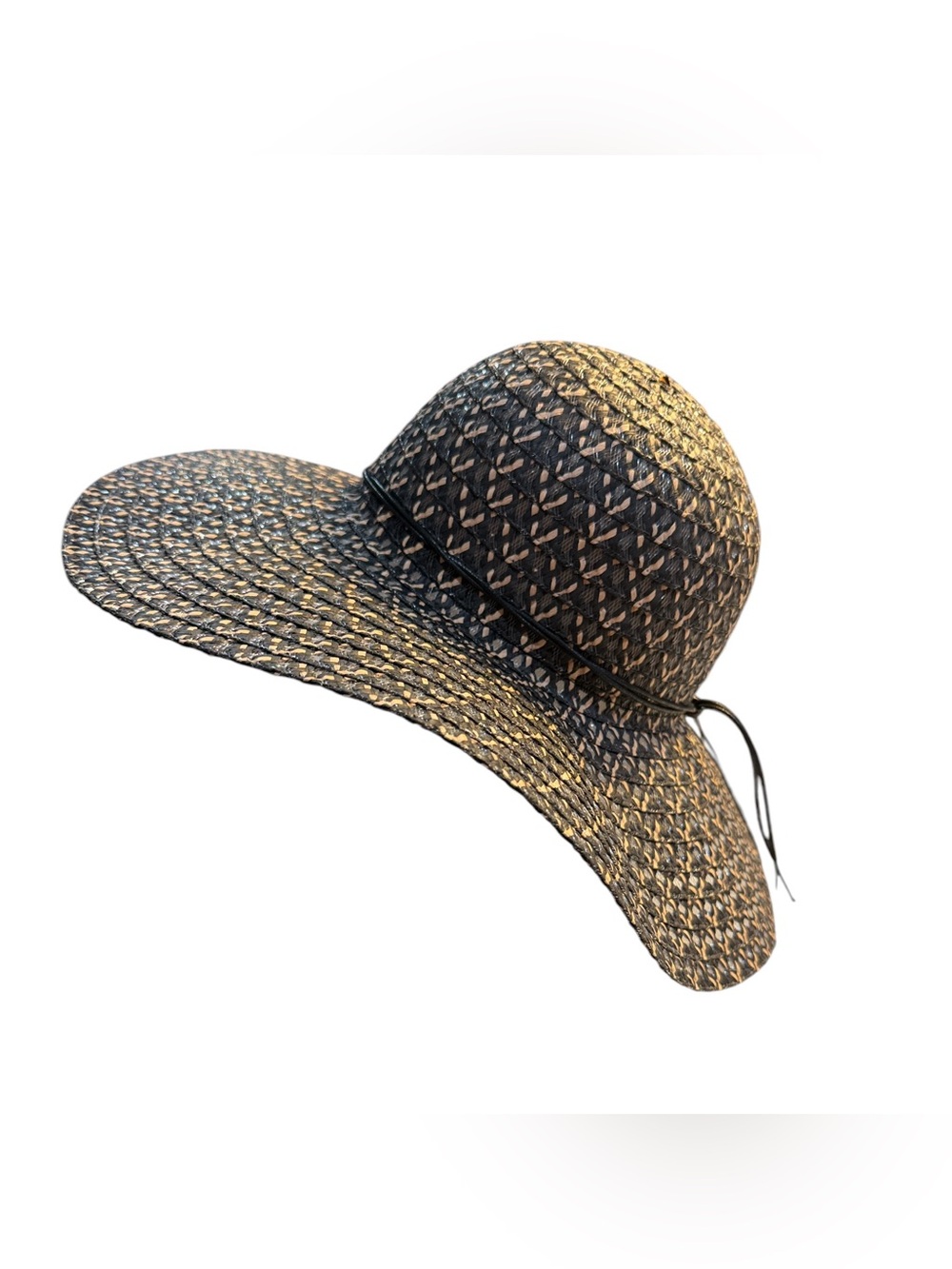 Jane & Berry Black Straw Wide Brim Sun Hat Coastal Beach Vacation OS - Picture 4 of 10